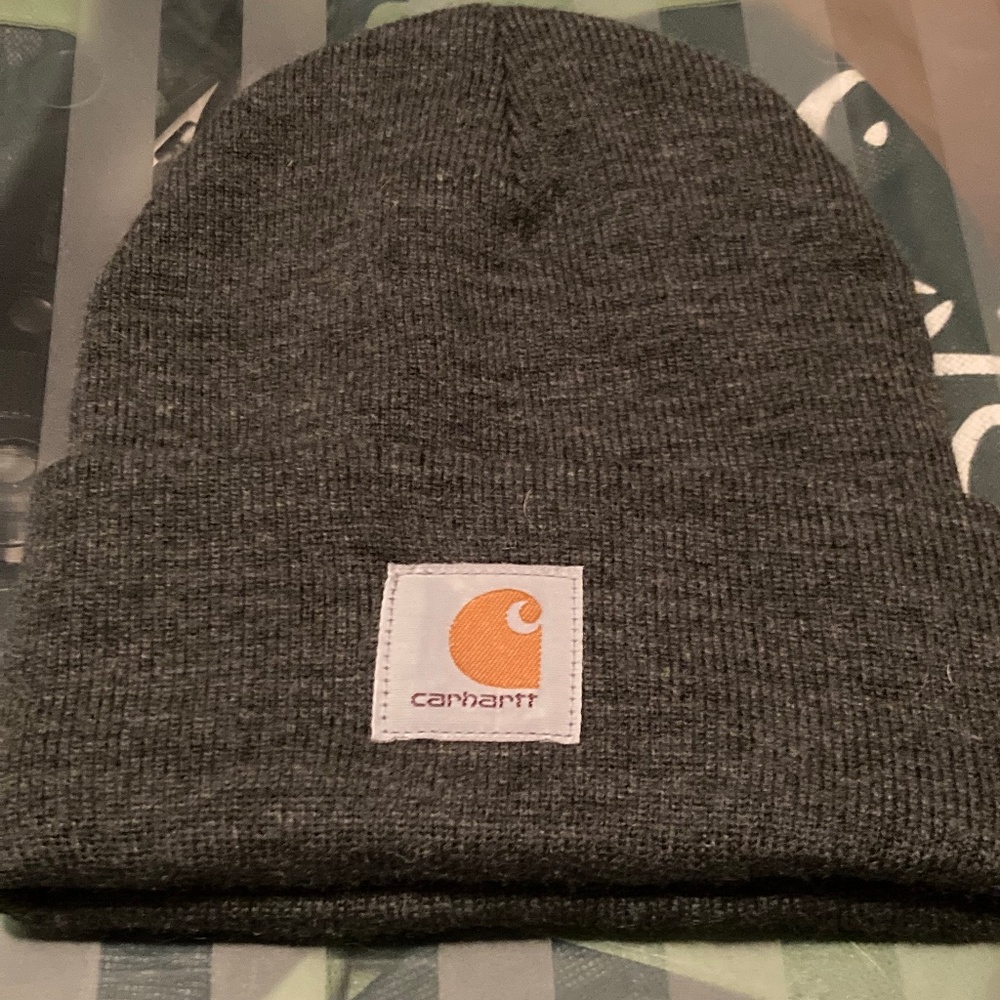 Gray Fabric Carhartt Winter Hat